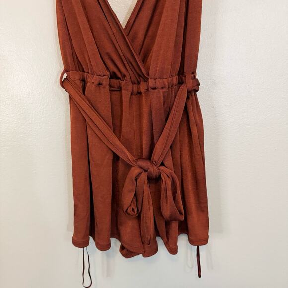 ASOS River Island Romper Shorts Womens 8 Brown Playsuit Wrap Sleeveless Belted - Picture 5 of 11